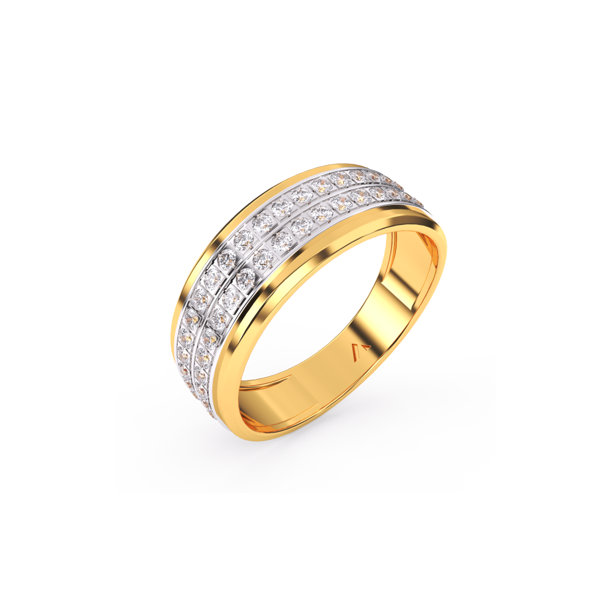 Half Eternity Two Row Diamond Wedding Band